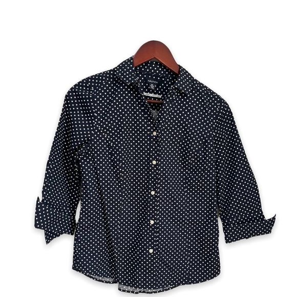 Nautica Tops - #34 Nautica womens classic dot navy button up top size small